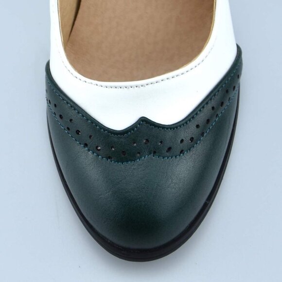 Mekerake Women’s Dark Green & White Mary Jane High Heel Pumps – Size 10.5 - Picture 6 of 9